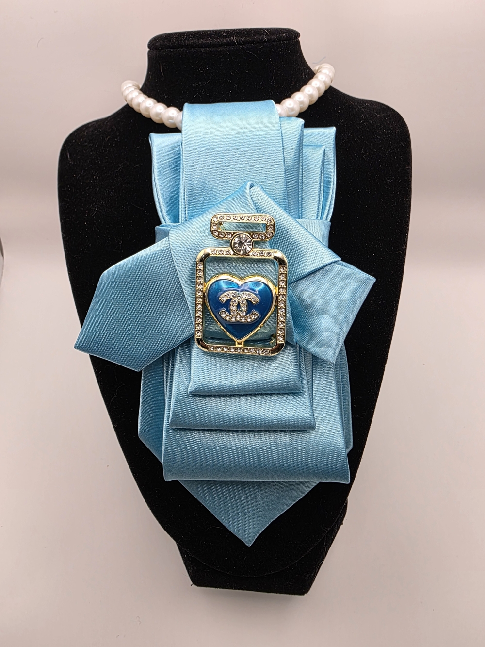 Tie Necklace | Blue Satin